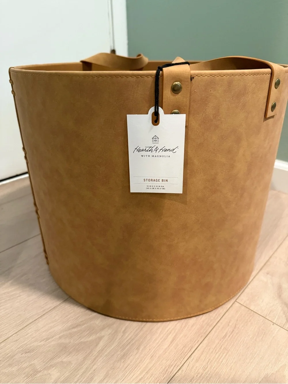 Large Faux Leather Storage Bin - Hearth & Hand with Magnolia NWT